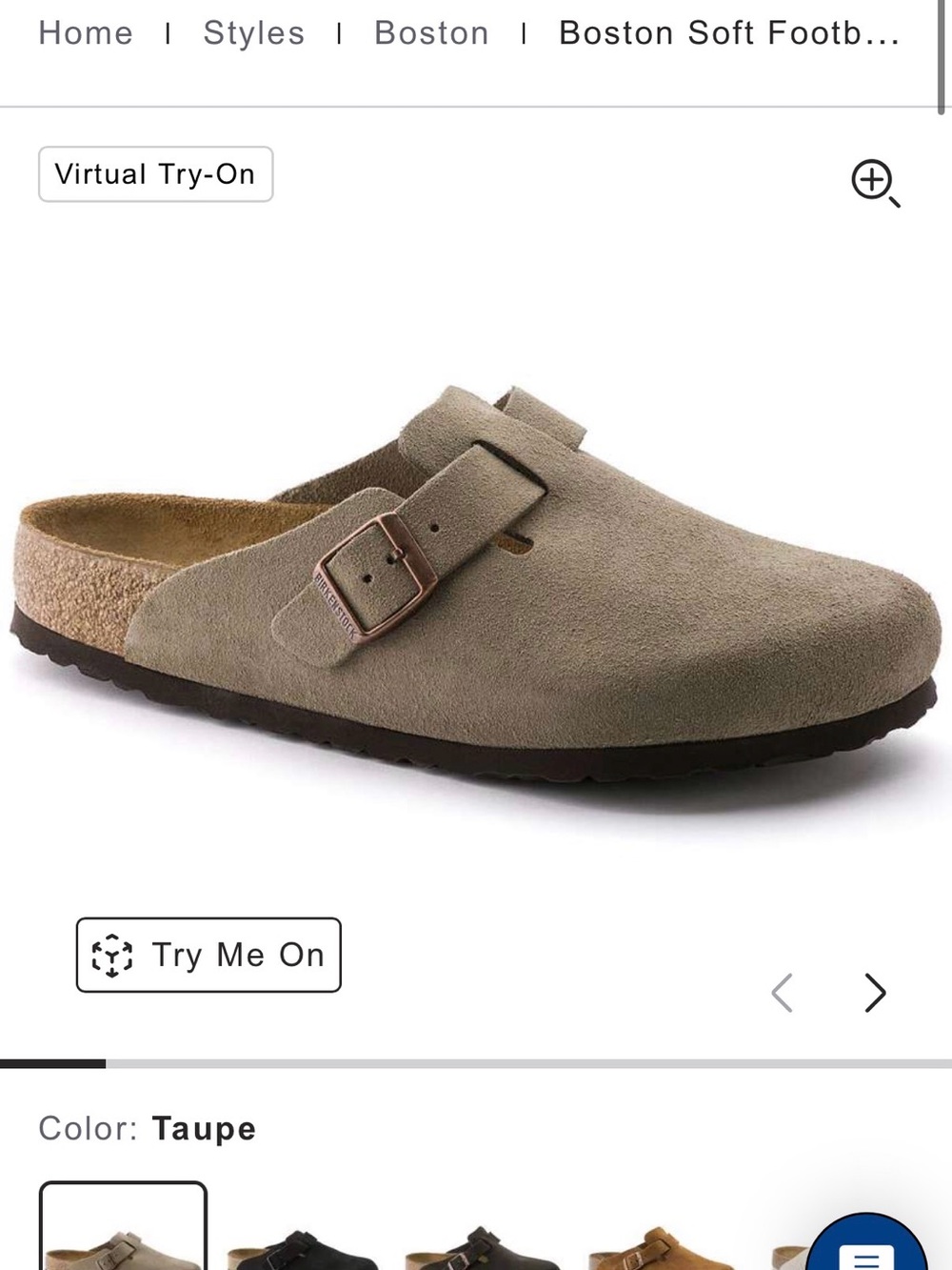Birkenstock Boston Soft Footbed Clog in Taupe Suede